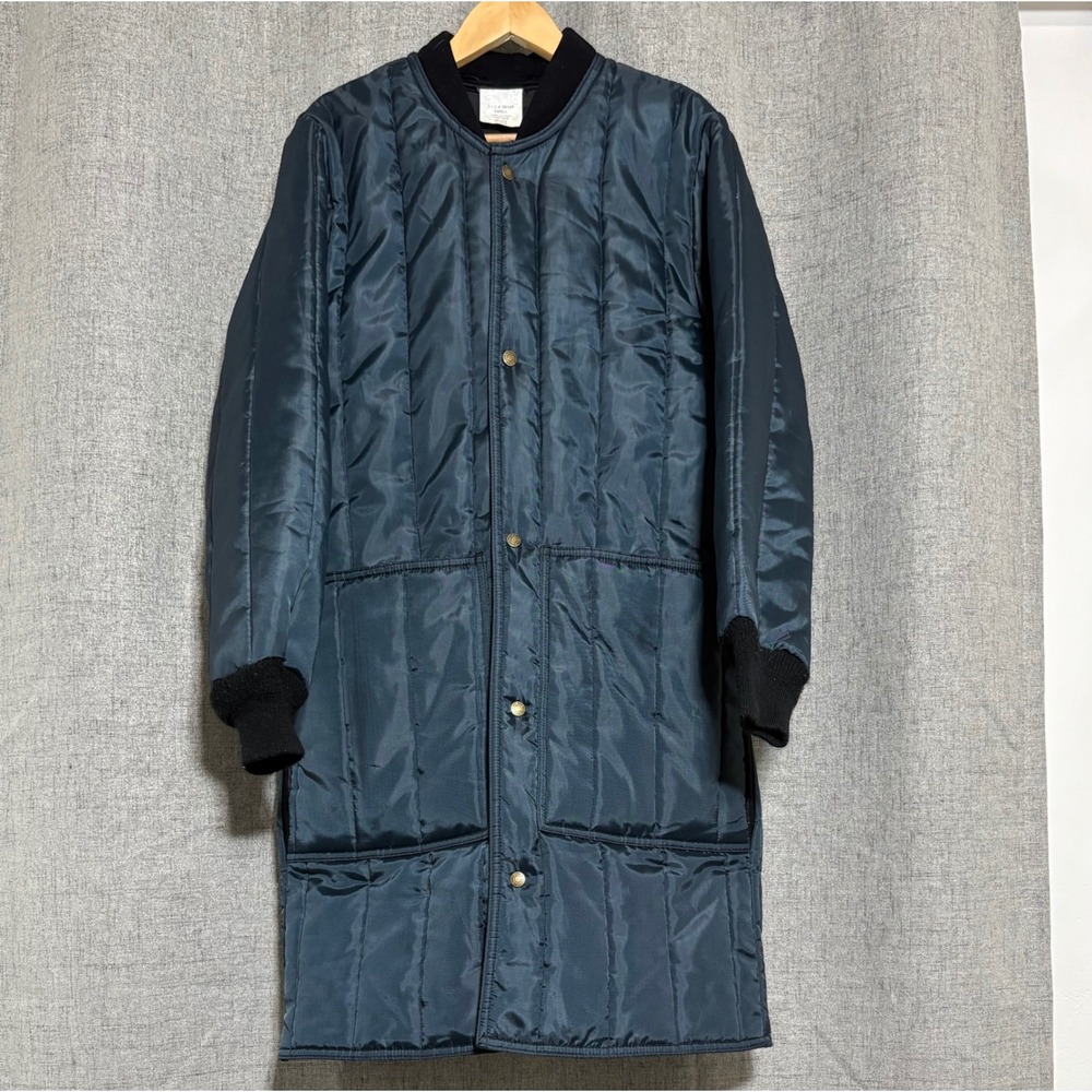 RefrigiWear Jacket Men Small Navy Blue Insulated Puffer Long Coat Workwear